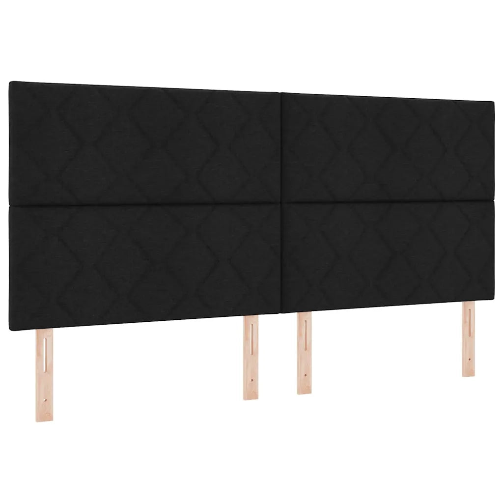 Letto a Sorgente LED con materasso Nero 200 x 200 cm Tessuto