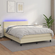 vidaXL Giroletto a Molle con Materasso e LED Crema 140x190 cm