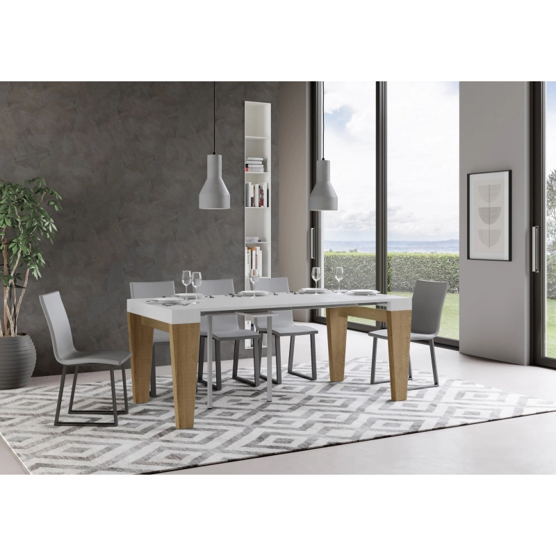 Consolle allungabile 90x40/196 cm Spimbo Mix Small piano Bianco Frassino - Bianco Frassino/Quercia Natura