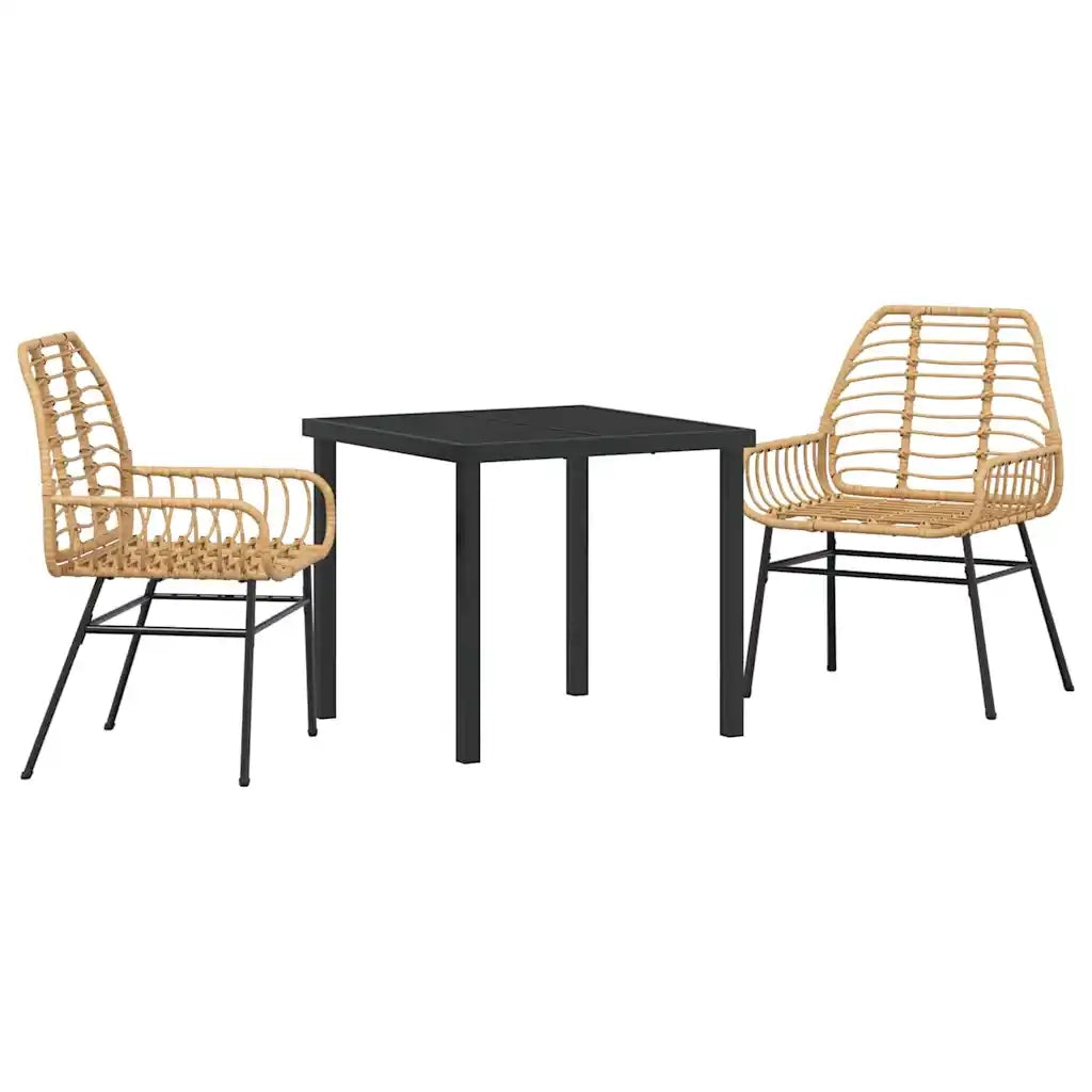 Set da Pranzo per Giardino 3 pcs Marrone polyrattan 3380848