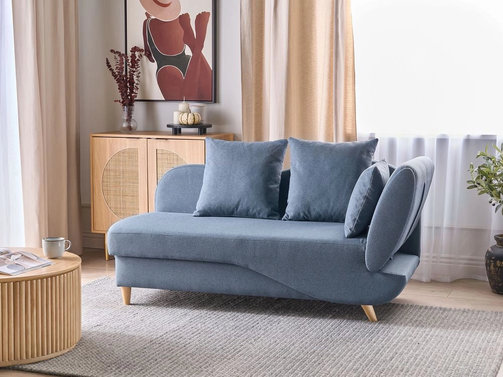 Chaise Longue in tessuto blu lato destro con contenitore stile moderno soggiorno design contemporaneo