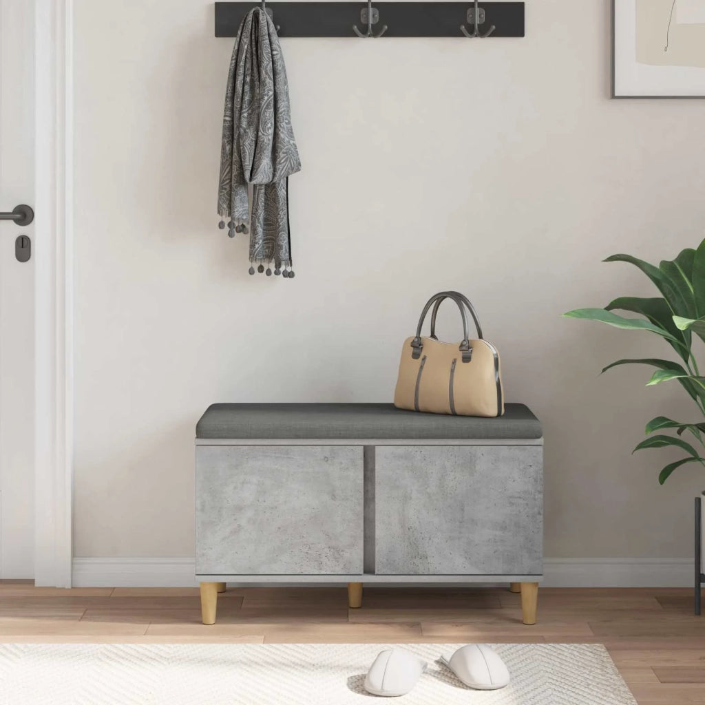 Panca per ingresso con cuscino Grigio Cemento 80 x 38 x 46 cm