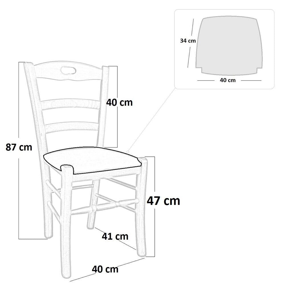 Sedia in legno Loris noce scuro con seduta imbottita in similpelle beige