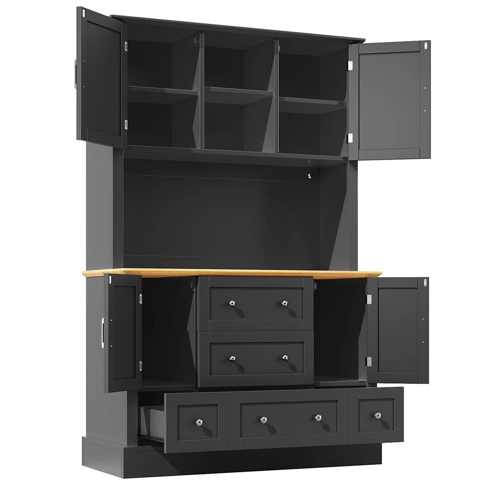 Credenza Alta Smart 115x40x180cm - Xylo - Controllo App, 4 Ante e 5 Cassetti, Nero