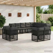 Set di divani da esterno Nero e Grigio scuro Poliestere 3437609