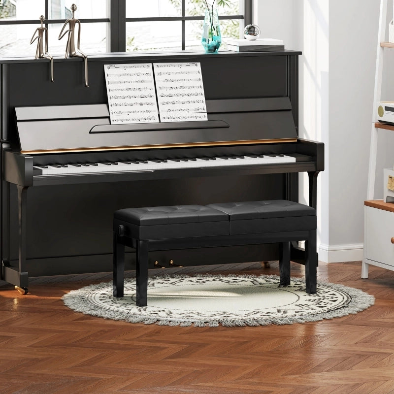 PANCA PIANOFORTE Regolabile 105 x 37 x 48-58 cm Nero con vano contenitore