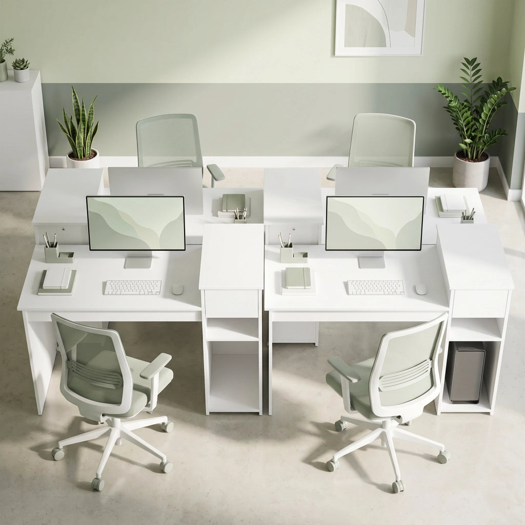 Scrivania per computer con cassetto e ripiano ¨C Xylo ¨C legno bianco 108x50x82 cm