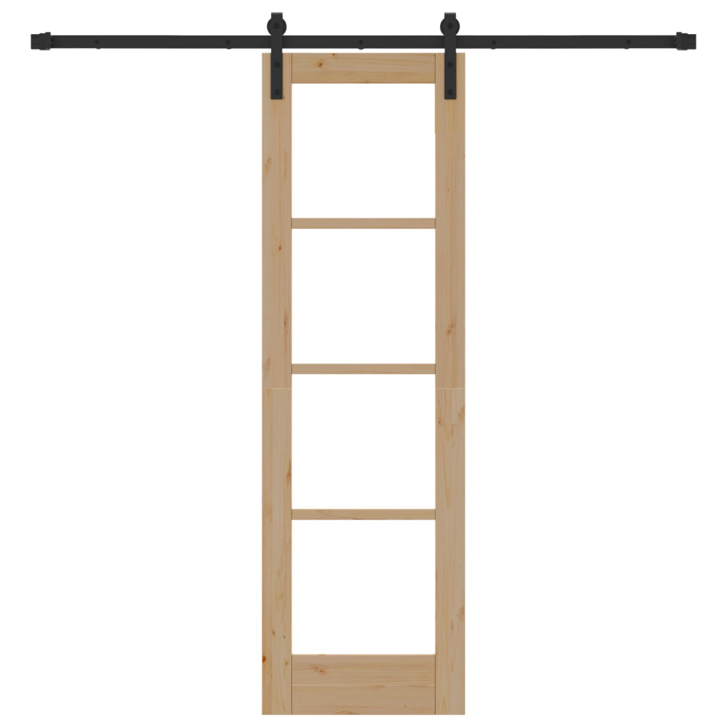 Porta Scorrevole con Set di Accessori 'ORKDAL'Legno Massello&Vetro