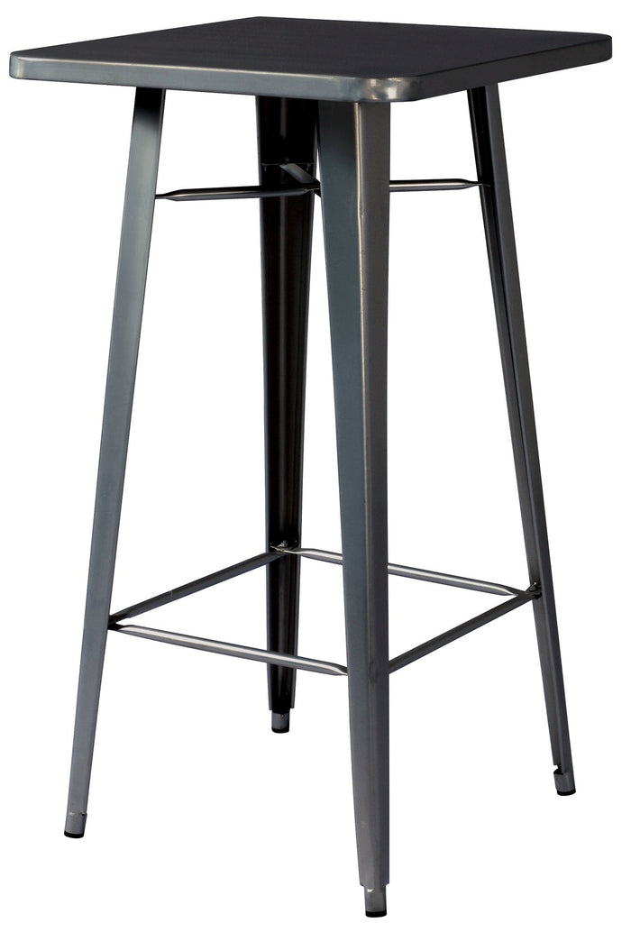 Tavolino Quadrato Alto da Giardino 60x60x108 cm in Lamiera Piombo