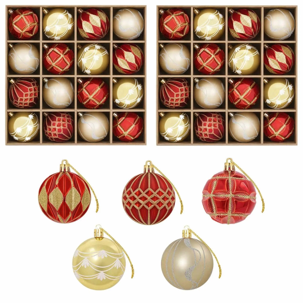 Set di Palline di Natale 32 pz Oro e Rosso Ø 6 cm Plastica 42053242