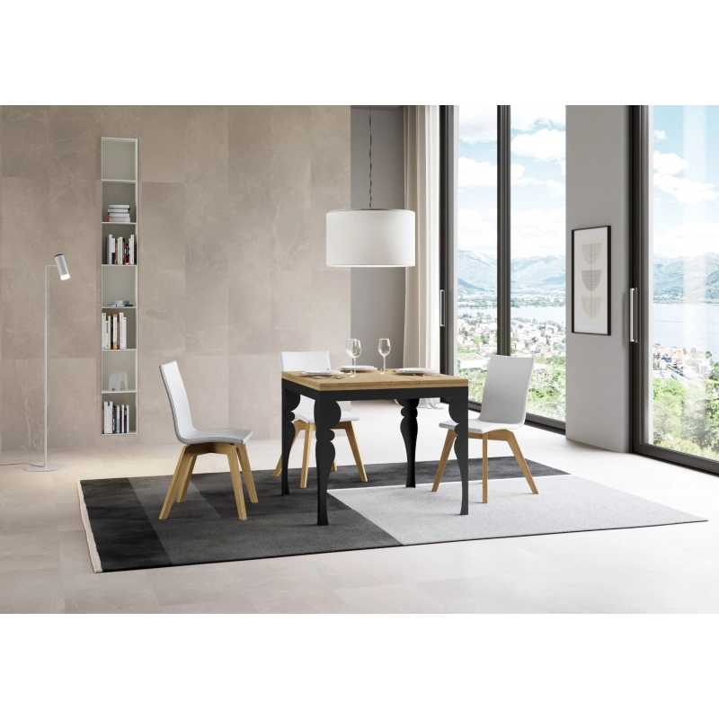 Tavolo apribile 90x90/180 cm Paxon Libra telaio Antracite - Quercia Natura