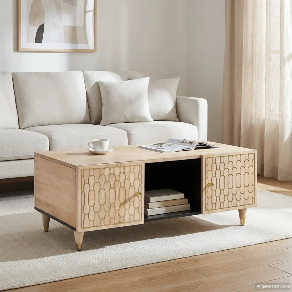 Tavolino da Salotto 100x54x40 cm in Legno Massello di Mango 358260
