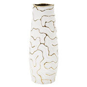 Vaso Decorativo VKH649, Bianco, Ceramica, 12x12x29,5 cm