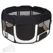 Box per cuccioli cani pieghevole recinto per animali nero 125 x 125 x 64 cm 08_0000522