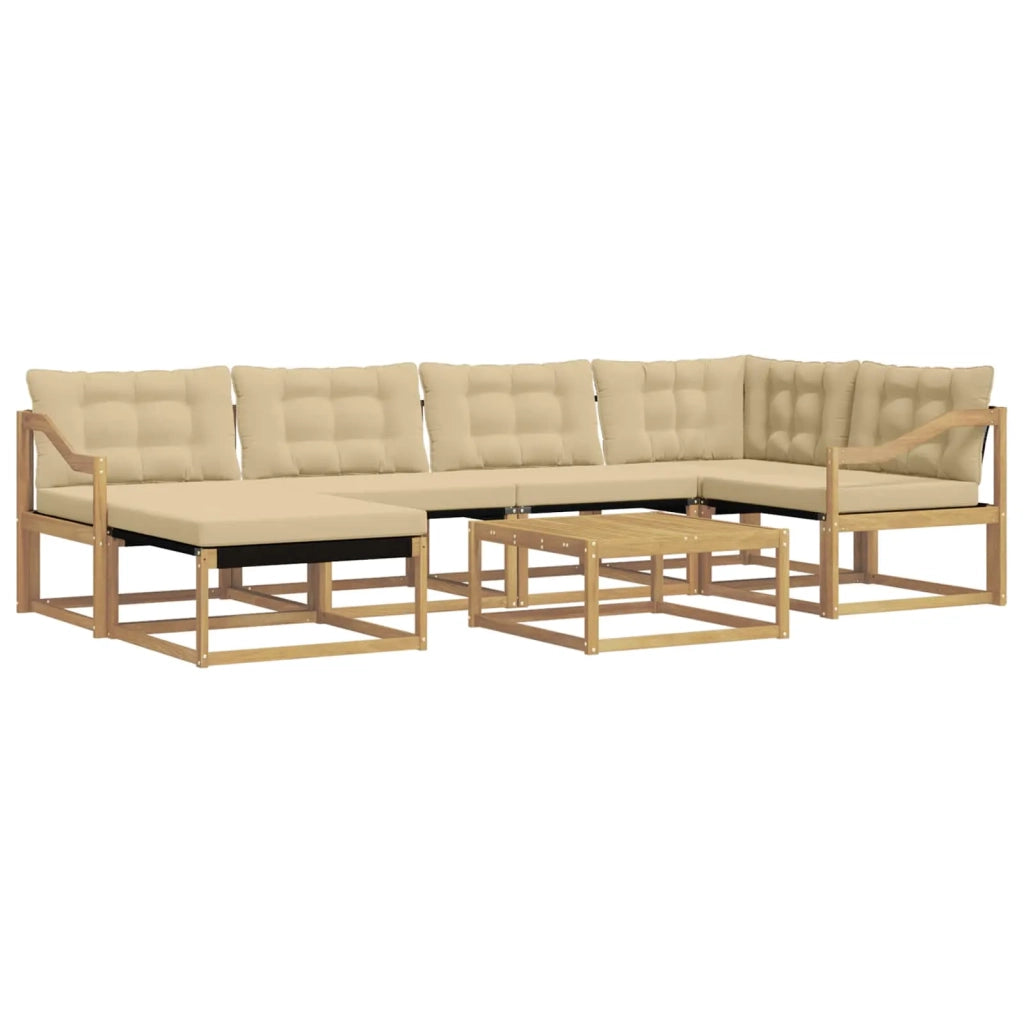 Set di divani da esterno 7 pcs Bianco e Beige 79 x 79 x 37 cm