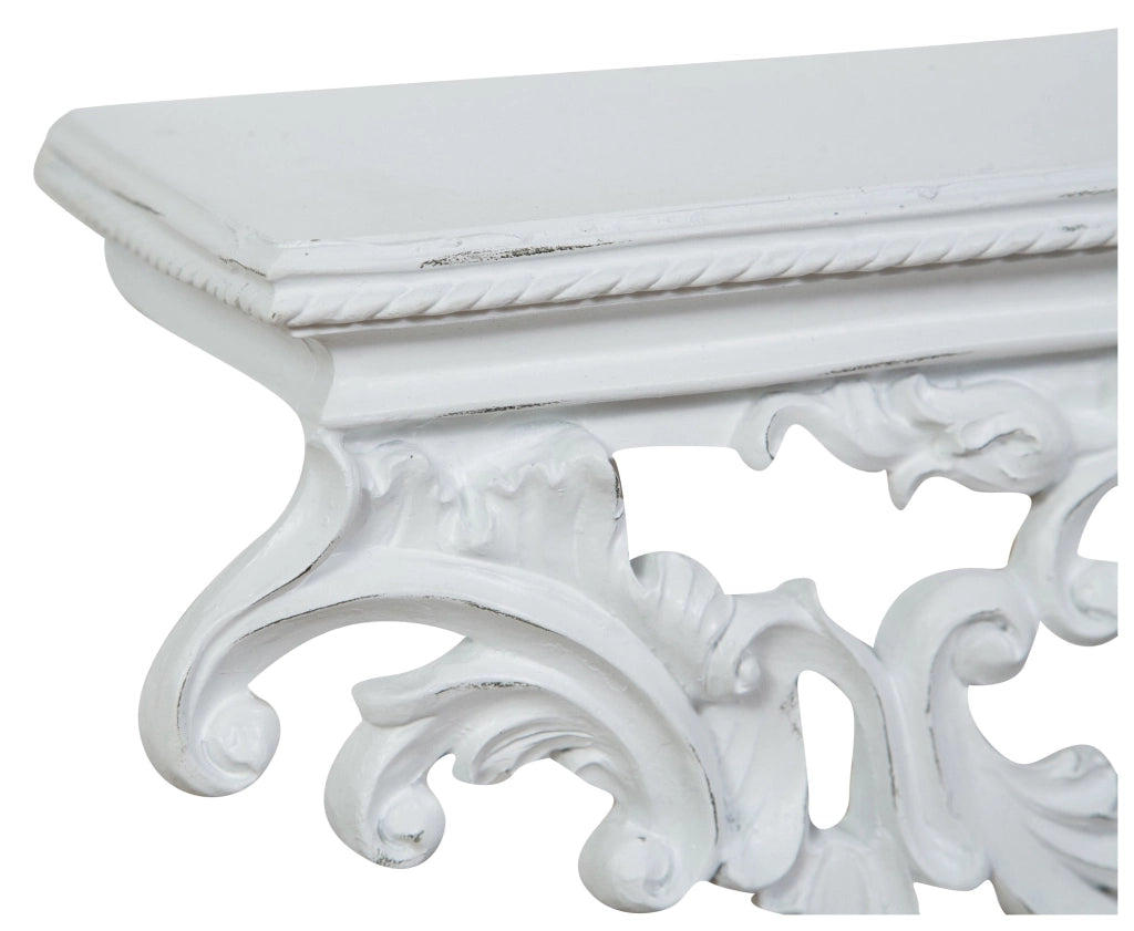 Biscottini MENSOLA A MURO IN LEGNO FINITURA BIANCA ANTICATA L46XPR17XH22 CM MADE IN ITALY