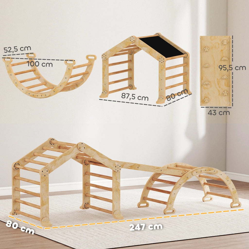 Casetta con Scivolo e Scaletta per Bambini ¨C zephmum ¨C Legno Naturale 90x140x120