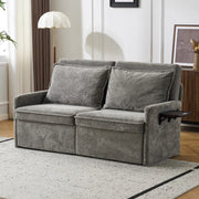 Divano letto 3 in 1 con schienale a 5 posizioni, tasche laterali, USB e Type-C, in Ciniglia, Grigio