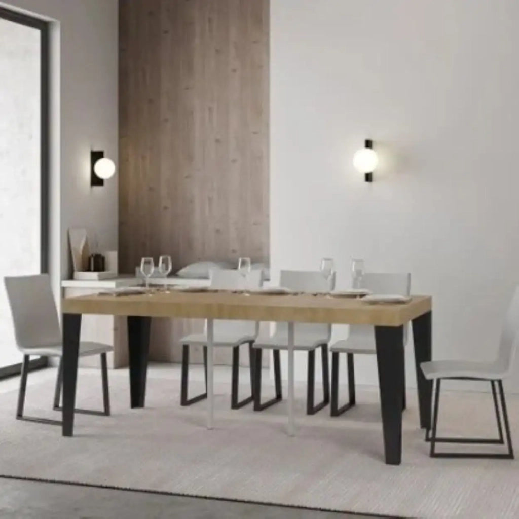 Consolle allungabile 90x40/300 cm Flame Premium quercia natura gambe antracite