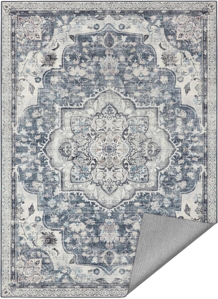 SONGMICS HOME Tappeto Antiscivolo 120 x 170 cm Camera da Letto, Stile Vintage Tradizionale, Ornamento per Soggiorno, Cucina, Ingresso, Sala da Pranzo, Lavabile in Lavatrice, Grigio Tortora TAR032G01