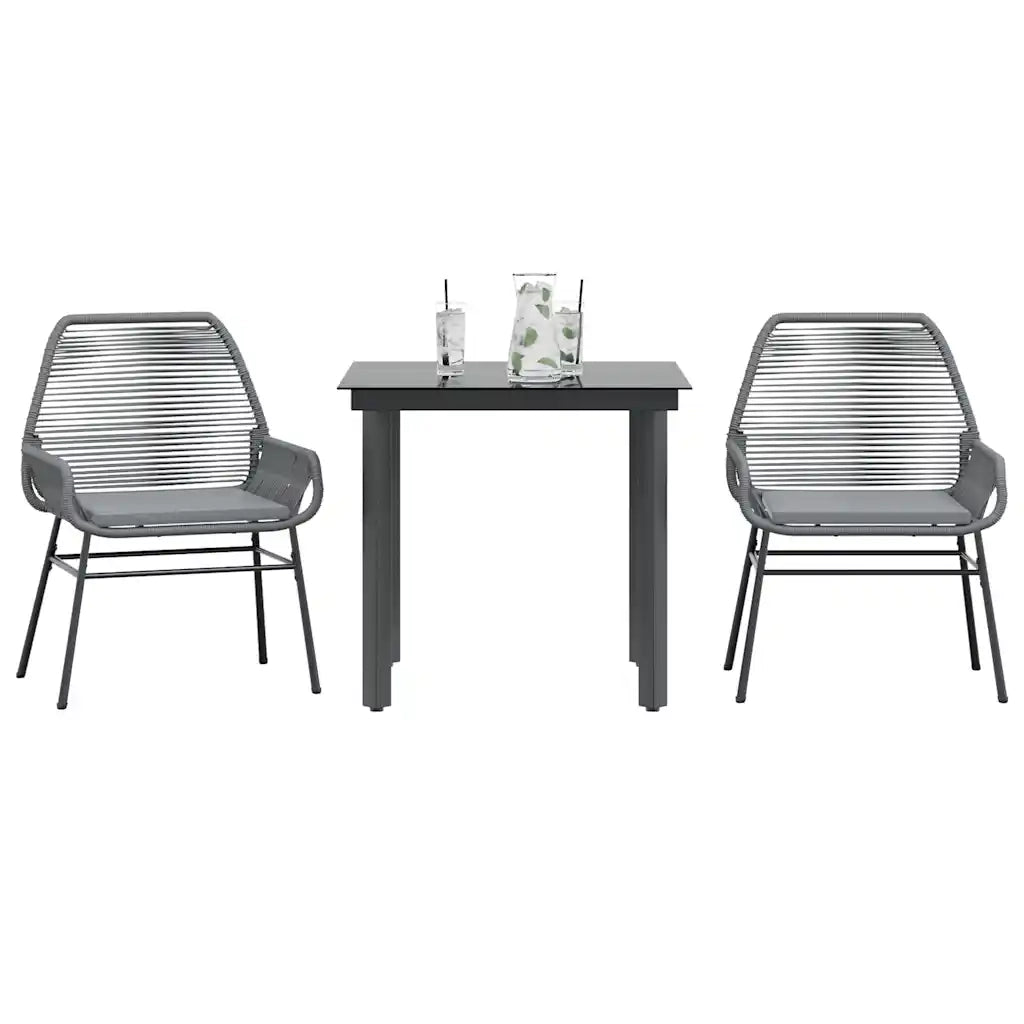 Set da Pranzo da Giardino 3 pz con Cuscini in Polyrattan Vetro 3334576