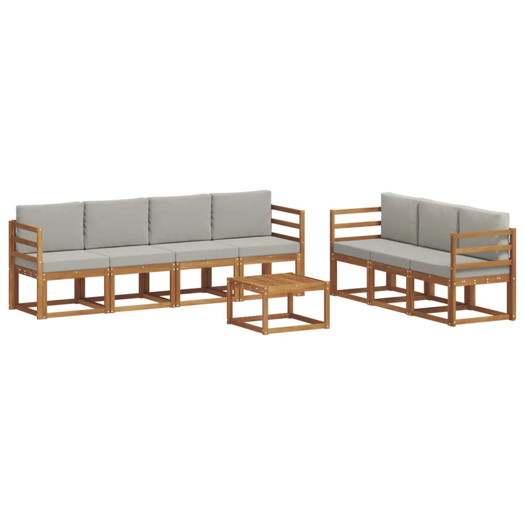 Set di divani da esterno 8 pcs Grigio Naturale e Chiaro
