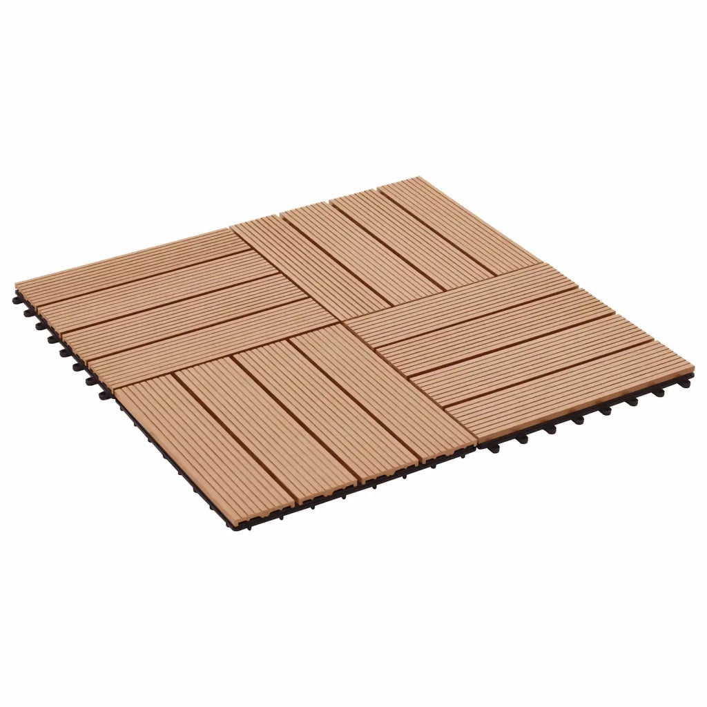 Piastrella per Decking 11 pz Teak riciclato 30 x 30 cm WPC CFW4416116