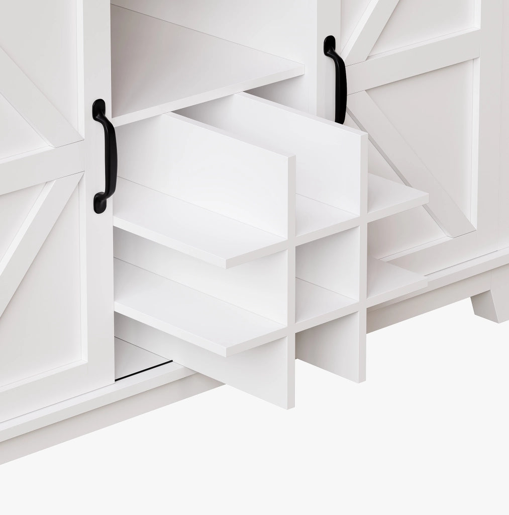 Credenza 105x38.4x180 cm con illuminazione LED; MDF; bianco
