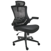 Sedia da ufficio professionale con rivestimento in mesh nero Poggiatesta e braccioli regolabili Sedile pneumatico Base girevole