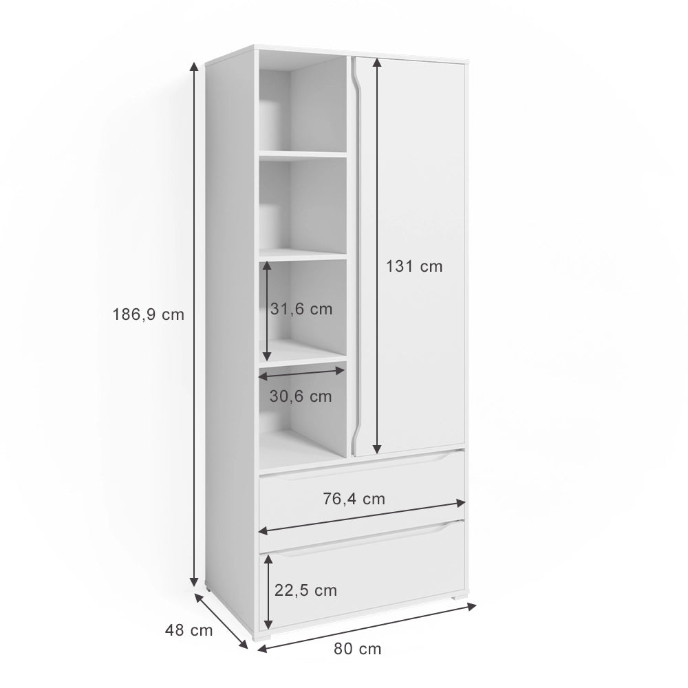 Vicco Armadio multifunzione Bianco 80 x 189.9 cm