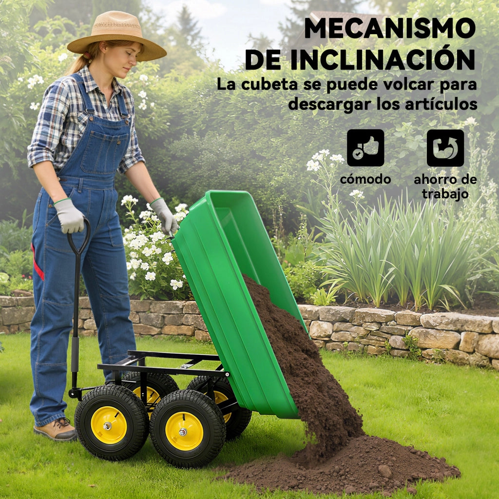 Carrello Giardino Inclinabile Verde ¨C Zephmum ¨C 109x52x94 cm