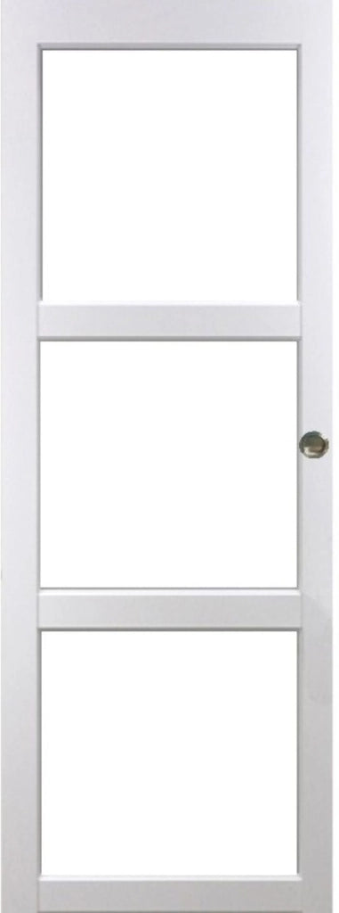 Porta scorrevole Kenya vetro trasparente bianco H204 x L83 e 2 gusci