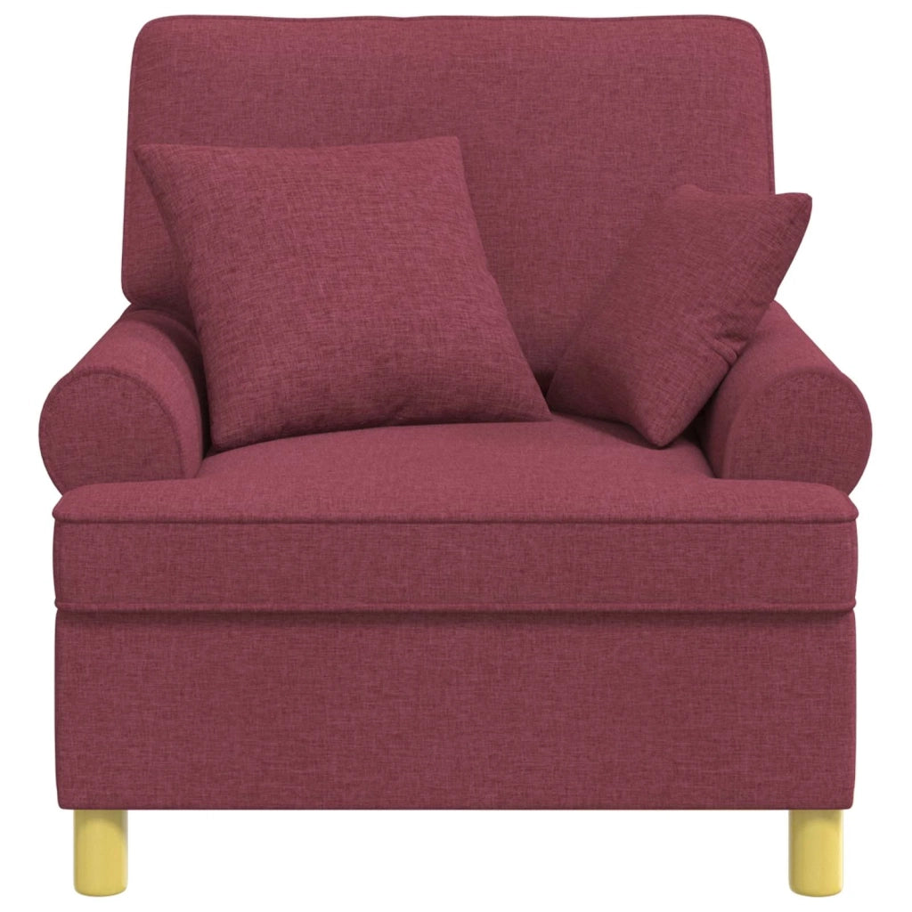 Poltrona XL con Cuscini Rosso Vino Tessuto 42043486