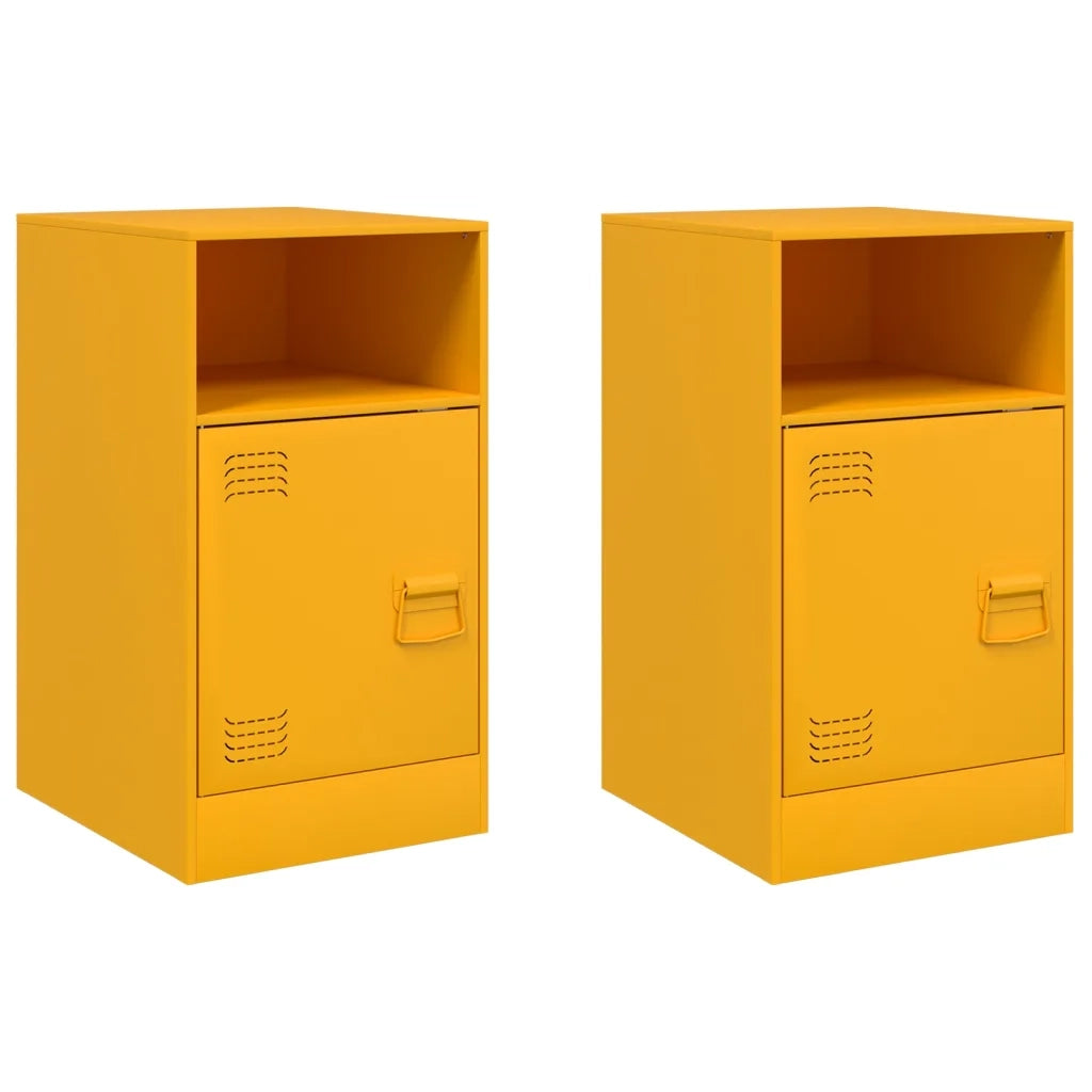 Comodini 2 pz-Set di 2 Tavolino da notte Giallo Senape 34,5x39x62 cm in Acciaio