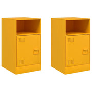 Comodini 2 pz-Set di 2 Tavolino da notte Giallo Senape 34,5x39x62 cm in Acciaio