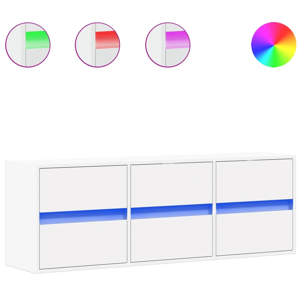 Mobile TV multimediale scaffale TV credenza mobile TV sala da pranzo soggiorno camera da letto mobile da parete con luci LED 130 x 31 x 45 cm bianco 02_0027857