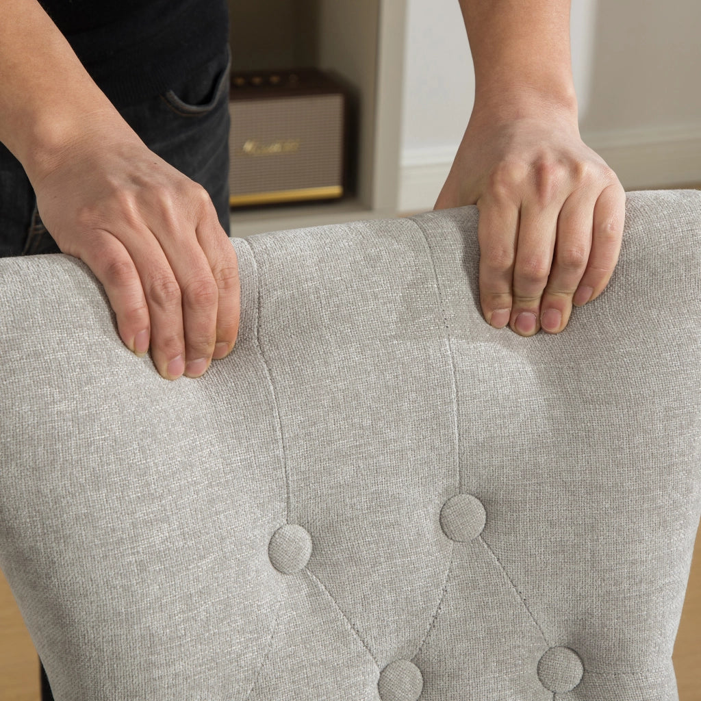 Set di 2 sedie da pranzo, gambe in legno massello, sedute imbottite, tessuto chenille, grigio