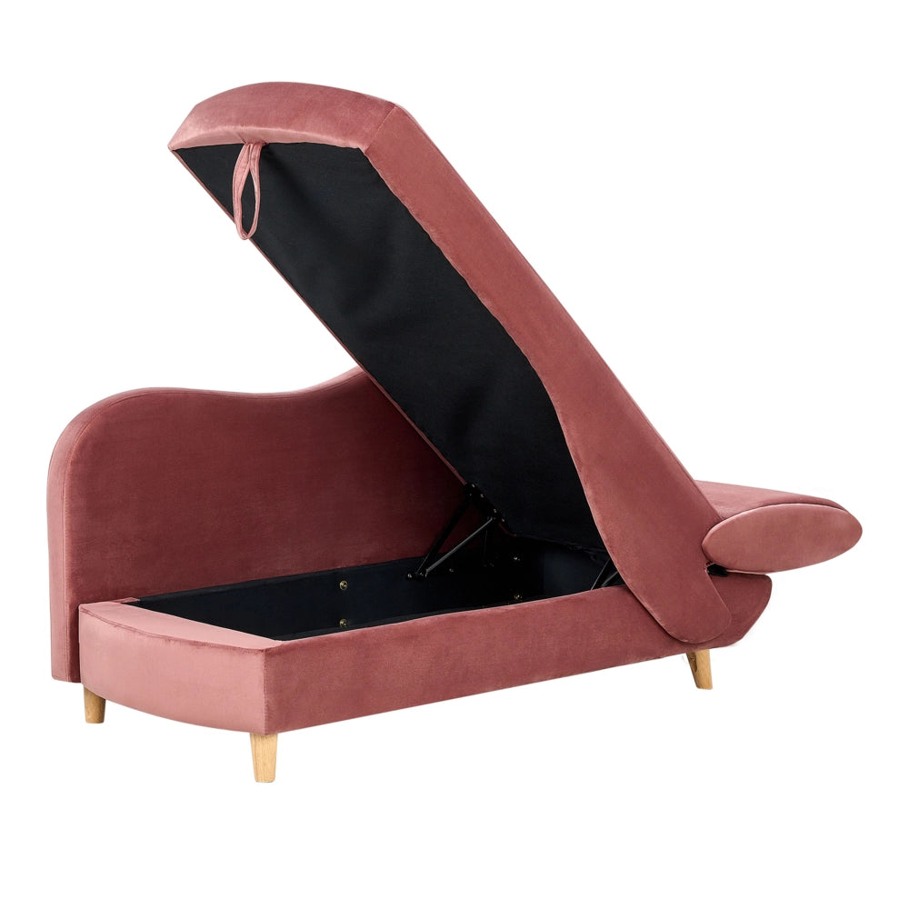 Chaise Longue in velluto grigio chiaro lato destro con contenitore stile moderno soggiorno