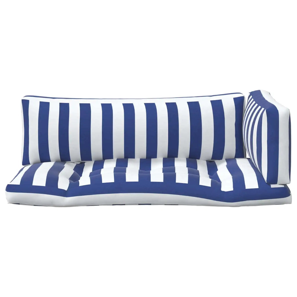Cuscino da Esterno 3 pcs Blu e Bianco 103 x 58 x 10 cm Tessuto 42040530