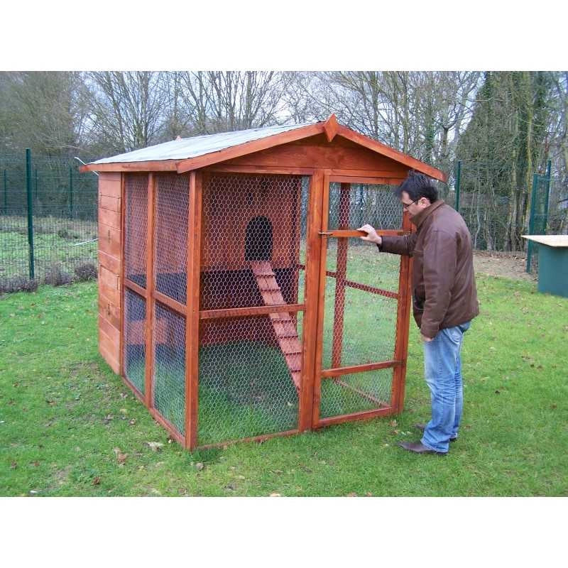Pollaio da giardino XXL in legno 175x268 cm – per 6-10 galline – pareti 16 mm voliera integrata – PO1624 Foresta