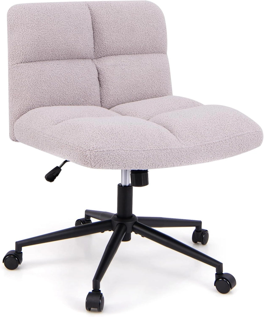 Sedia da Ufficio con Ruote, con Seduta Riempita, Altezza Regolabile, Funzione a Dondolo 100°-120°, Sedia Ergonomica Portata 150 kg, per Soggiorno Ufficio Scrivania (Beige)