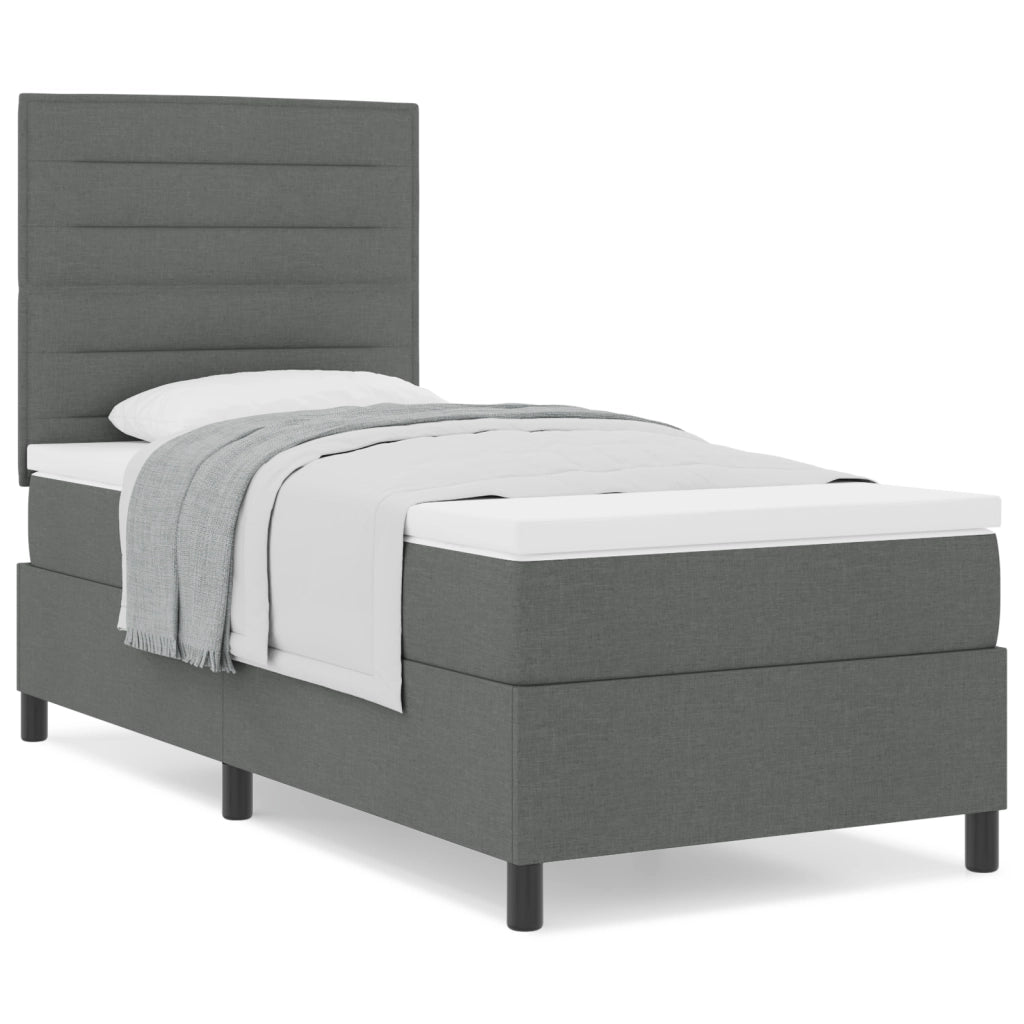 Letto con box spring grigio scuro 100x200 cm Tessuto