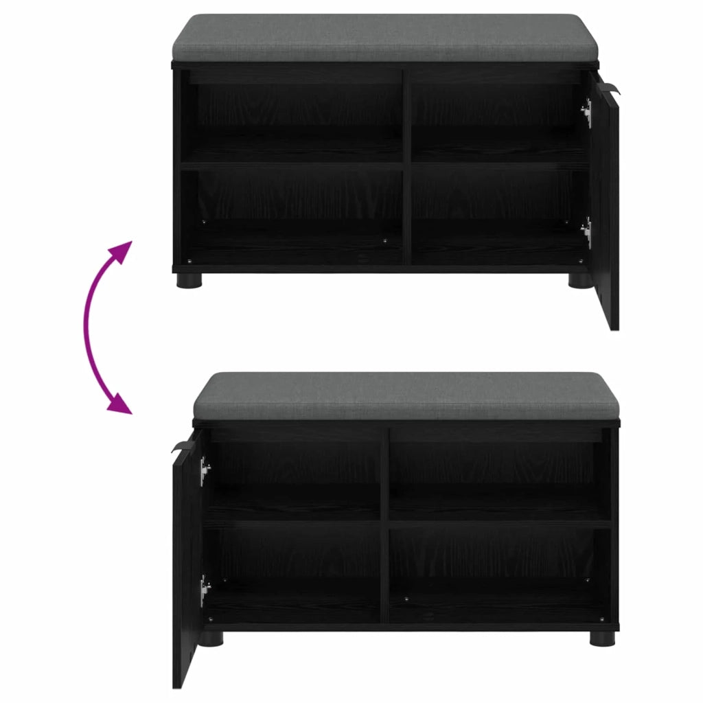 Panca per ingresso con cuscino-Sgabello-Panca da Corridoio Rovere Nero 80 x 38 x 46 cm 859030