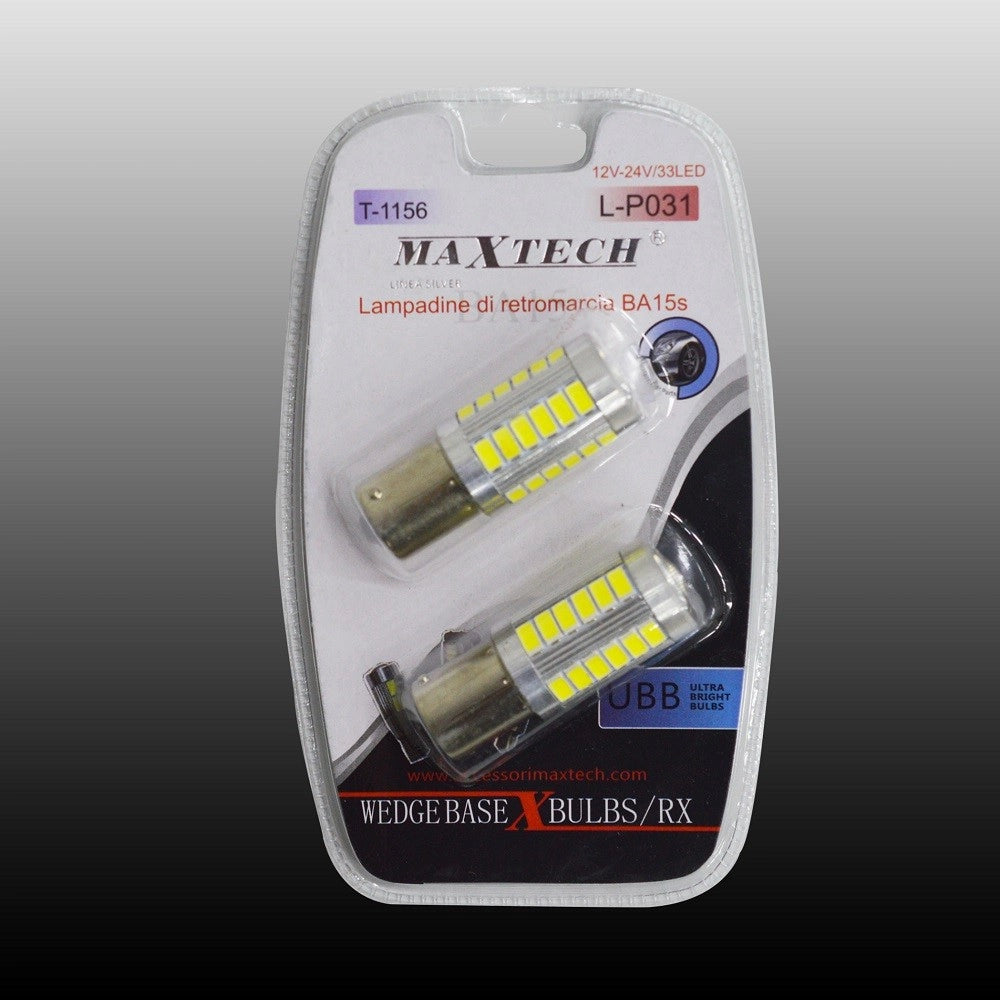 Trade Shop - Lampadine Di Retromarcia Ba15s 12v - 24v / 33led Ultra Luminose Maxtech L-p031 -
