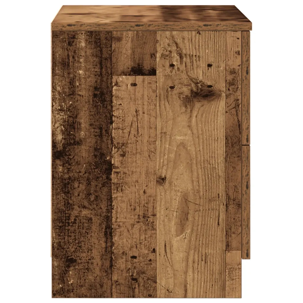 Comodino con 2 Cassetti-Tavolino da notte Legno Antico 40x36x50 cm