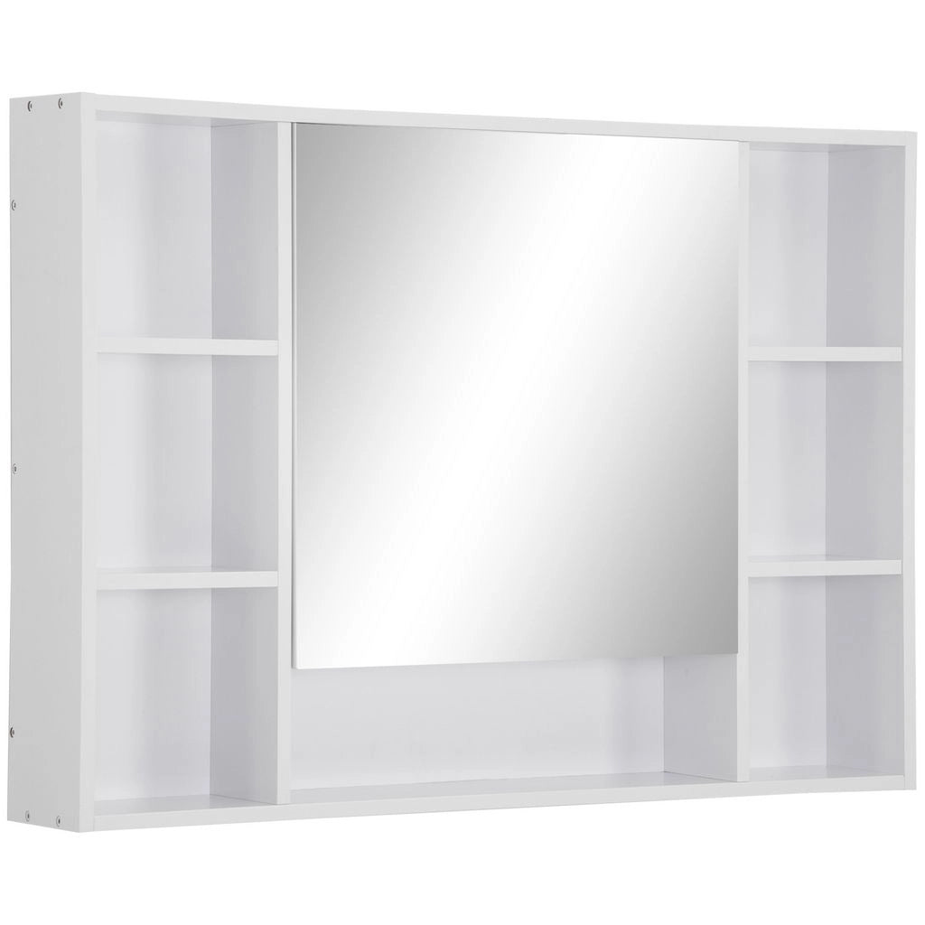 SPECCHIERA BAGNO CON MENSOLE E ARMADIETTO CON ANTA SPECCHIATA 100X15X70CM BIANCO