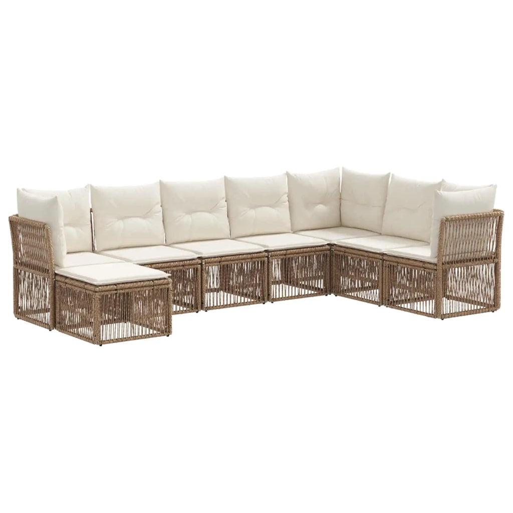 Set Divano da Giardino 8 pcs Beige polyrattan 3434316