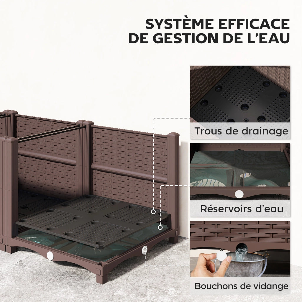 Letto da giardino ¨C zephmum ¨C 120x40x37, marrone, plastica, auto-irrigante