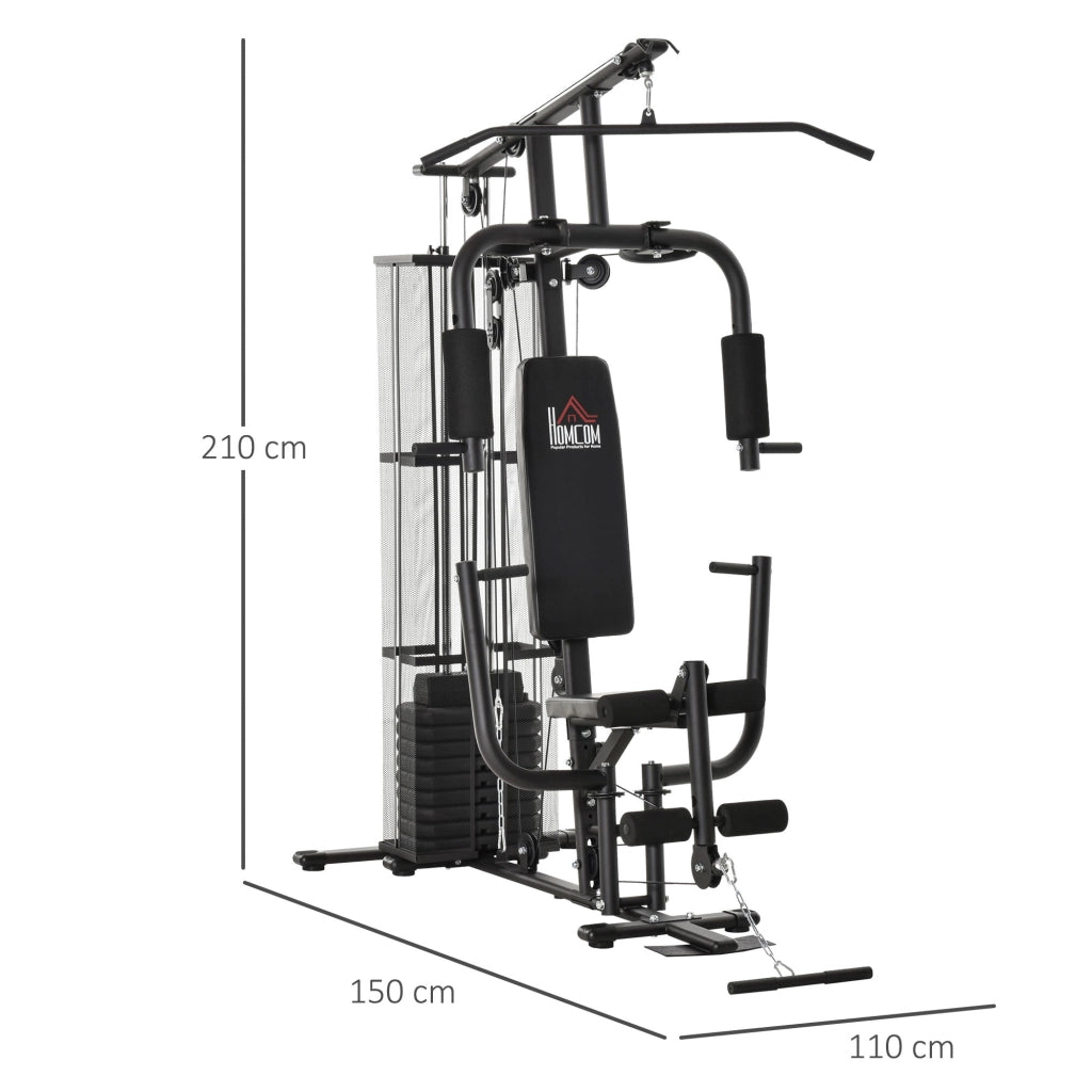 Stazione Fitness Palestra Multifunzione in Acciaio Nero