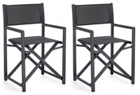 Set 2 Sedie Regista da Giardino 48x56x86h cm Taylor Grigio Scuro/Antracite